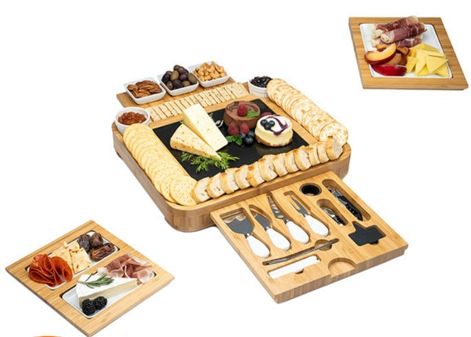 Cheese Board - Bamboo Charcuterie Boards and Knife Set, Extra Large Charcuterie Board Set & Accessories, Best for Gift