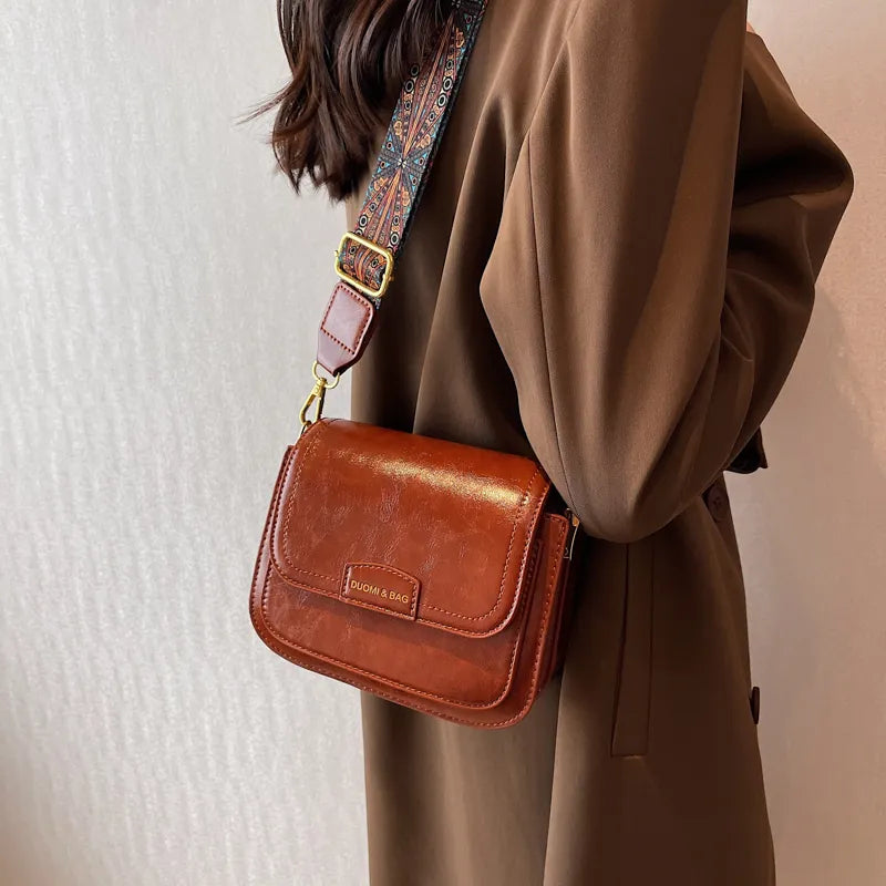 Vintage Flap Lock Classic Women Bags Casual Leather Shoulder Bags Clutch