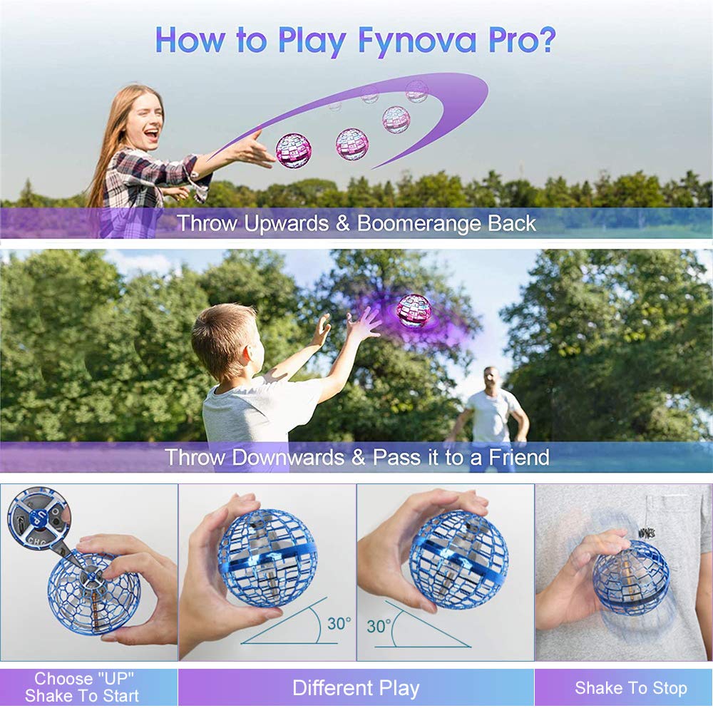 Flynova Pro Flying Ball Spinner Toy Hand Controlled Drone Helicopter Kids Gifts