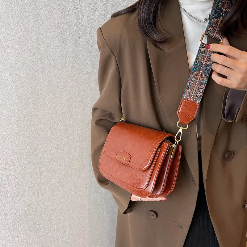 Vintage Flap Lock Classic Women Bags Casual Leather Shoulder Bags Clutch