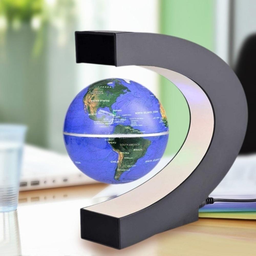 C Shape Magnetic Levitation Floating Globe World Map with LED Light