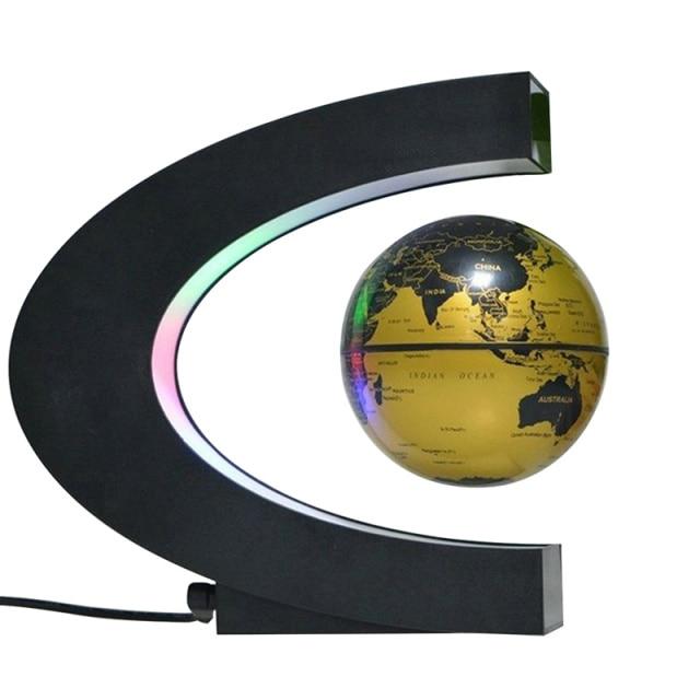 C Shape Magnetic Levitation Floating Globe World Map with LED Light