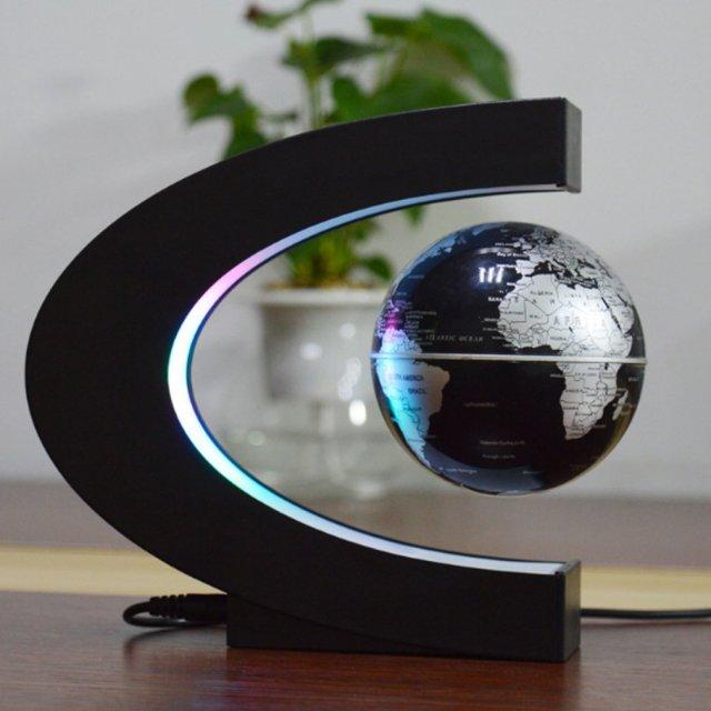 C Shape Magnetic Levitation Floating Globe World Map with LED Light