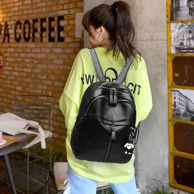 Fashion Woman Backpack High Quality Youth Pu Leather Backpacks