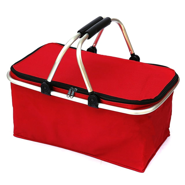 Folding Picnic Camping Basket Insulated Shopping Cooler Home Camping Storage Basket - 30L