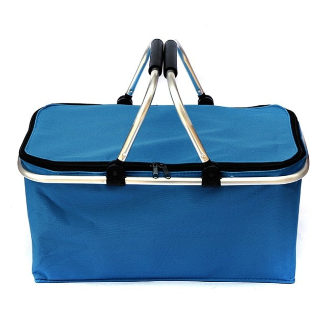 Folding Picnic Camping Basket Insulated Shopping Cooler Home Camping Storage Basket - 30L