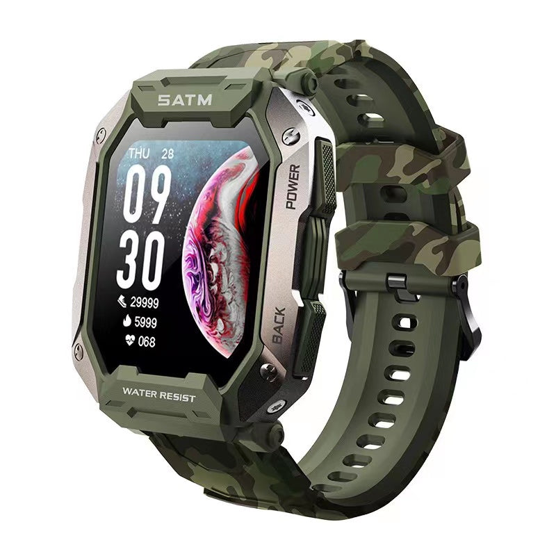 Rugged M1 Outdoor Smartwatch, Blood Pressure, 5ATM IP69K Waterproof, Bluetooth Smartwatch For Men