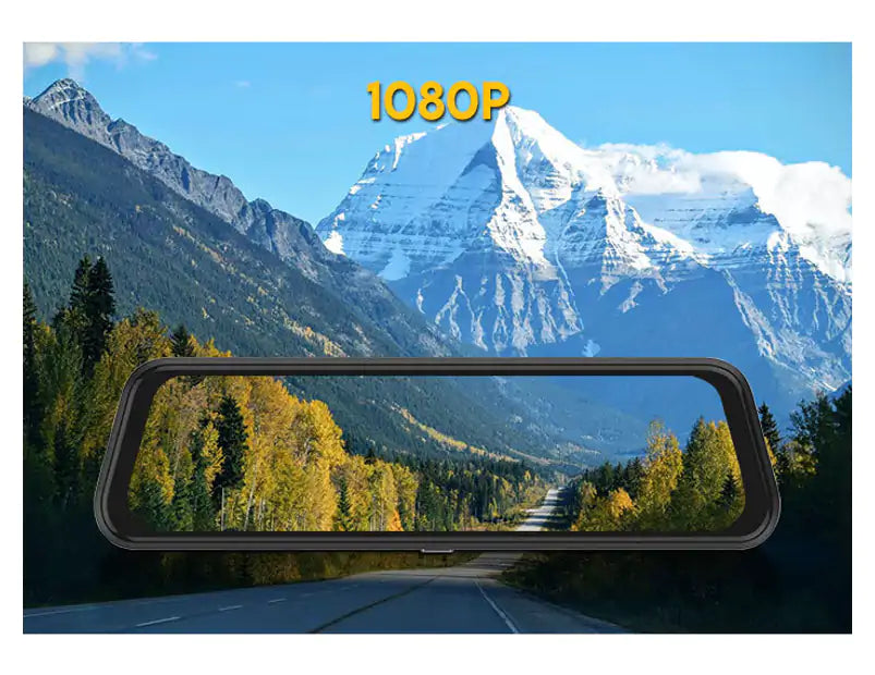 Dash Cam 10" Rearview Mirror 1080P Full Touch Screen - 32GB Card