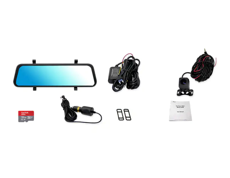 Dash Cam 10" Rearview Mirror 1080P Full Touch Screen - 32GB Card