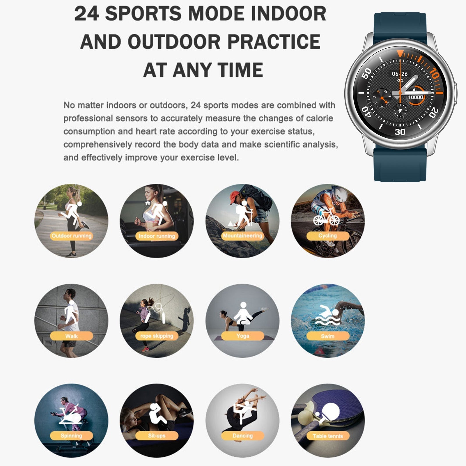 Techy Rogbid GT2 Smart Watch For Men & Women, Sports Fitness Tracker, Blood Pressure, Smart Clock