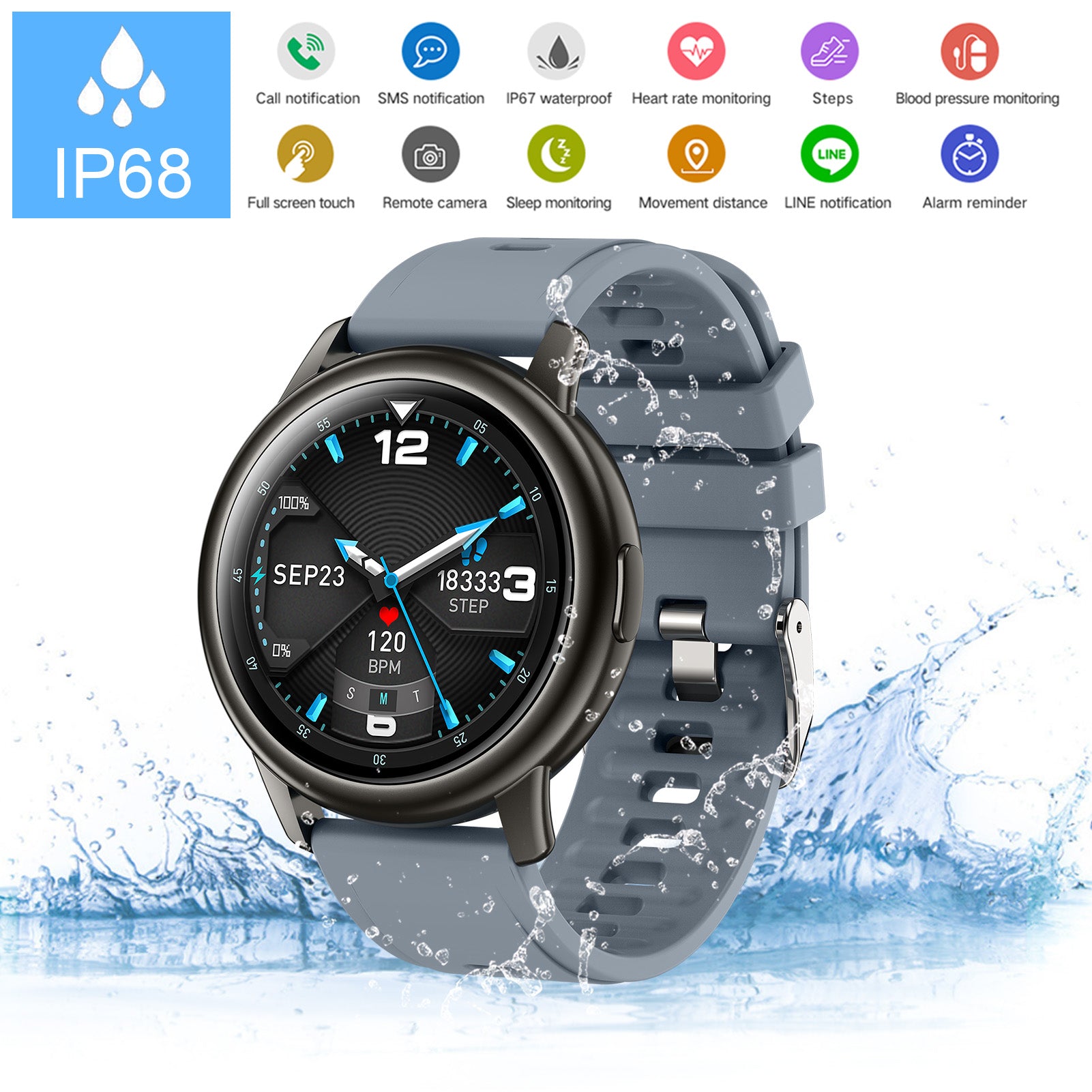 Techy Rogbid GT2 Smart Watch For Men & Women, Sports Fitness Tracker, Blood Pressure, Smart Clock