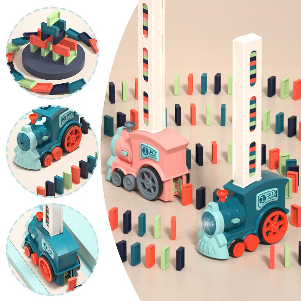 Kids Electric Automatic Laying Domino Train Car Toy Boys Gift