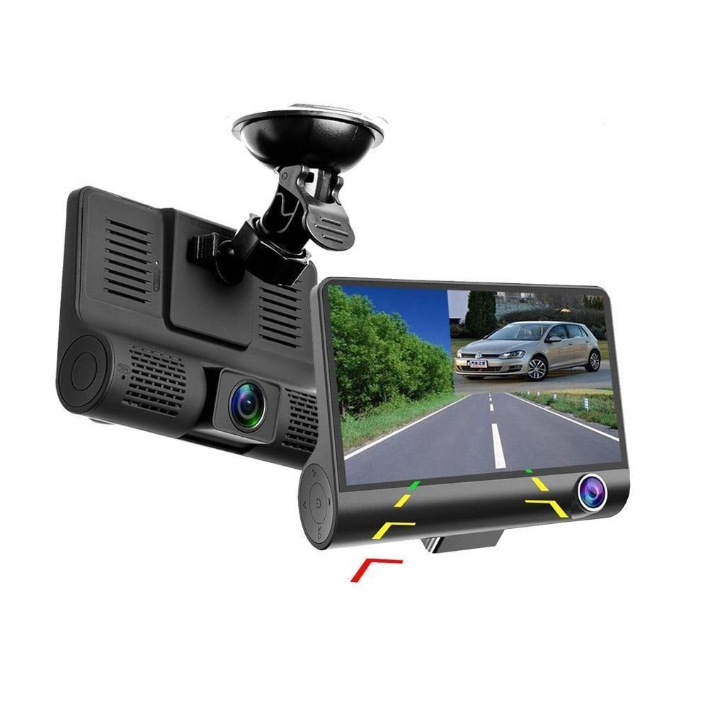 Dashcam Three Way Car DVR with Dual / Reverse Camera Night Vision Dash Cam