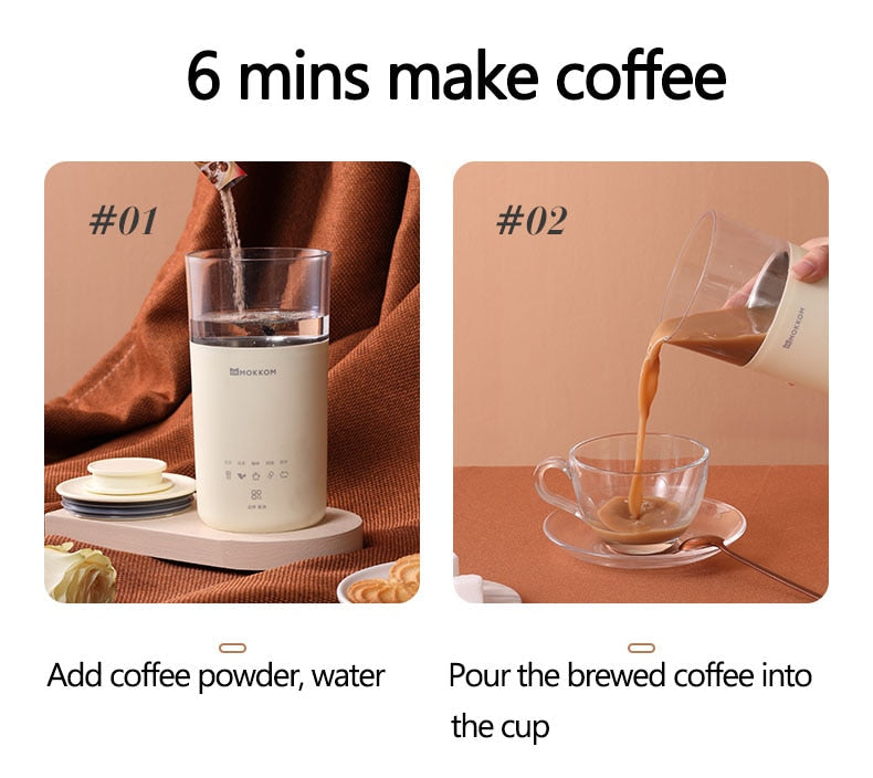 5 in 1 Electric Coffee Maker Multifunction Portable Milk Tea Machine Milk Frother Automatic Tea Maker DIY Milk Tea Coffee 350ml