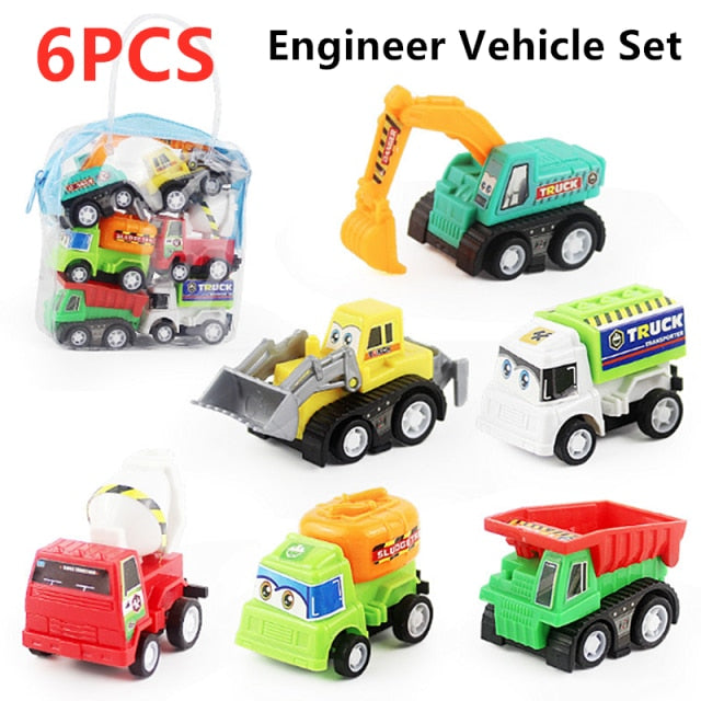 6pcs Car Model Toy Pull Back Car Toys Mobile Vehicle Fire Truck Taxi Model Kid Mini Cars Boy Toys Gift Diecasts Toy for Children