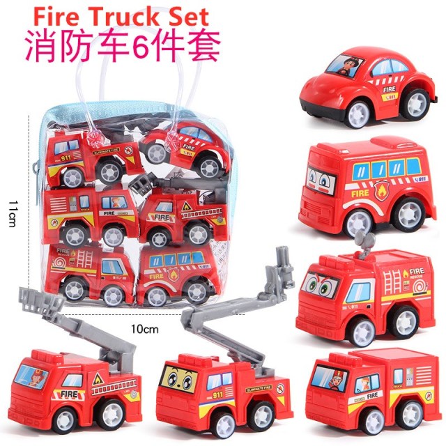 6pcs Car Model Toy Pull Back Car Toys Mobile Vehicle Fire Truck Taxi Model Kid Mini Cars Boy Toys Gift Diecasts Toy for Children