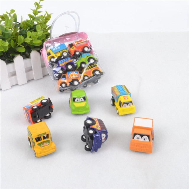 6pcs Car Model Toy Pull Back Car Toys Mobile Vehicle Fire Truck Taxi Model Kid Mini Cars Boy Toys Gift Diecasts Toy for Children