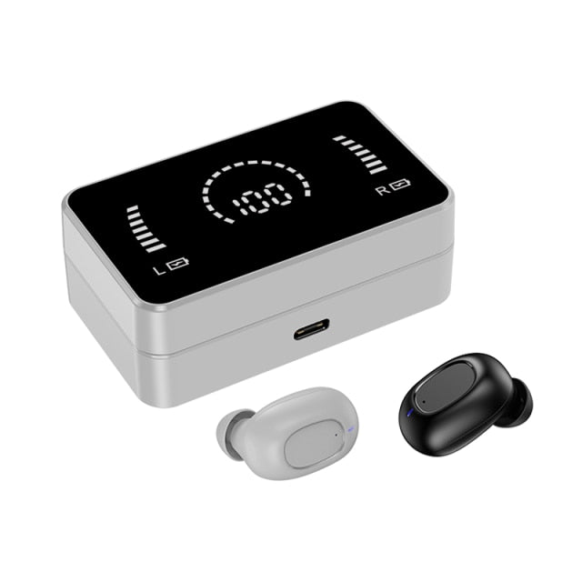 TWS Wireless Bluetooth Headphones HD Mirror Screen LED Display Earphones with 3500mAh Charging Box 9D HIFI Stereo Earbud Headset