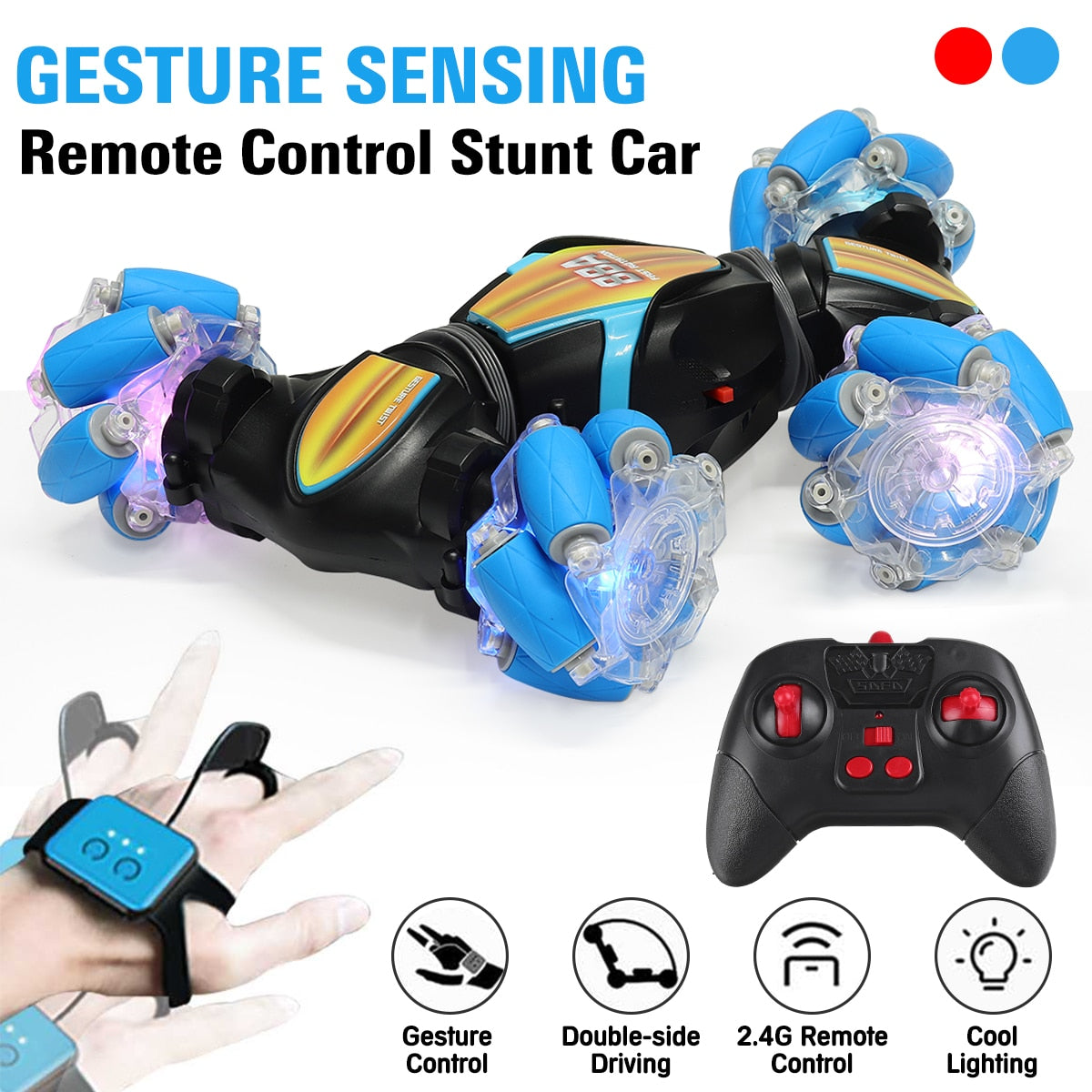 Gesture Sensing Car Remote Control Stunt Car 360° Drift, Twisting, Off-Road with Lights